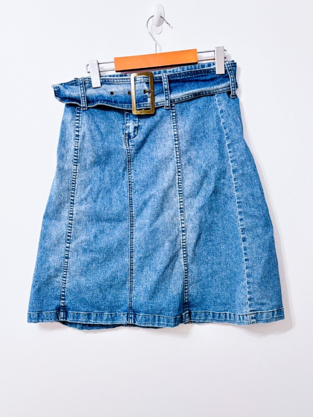 SEXSO JEANS Blue Belted A-Line Flared Stretch Denim Skirt Y2K Small